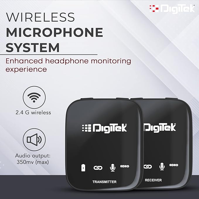 Digitek® (DWM 101 Wireless Microphone System with ANC Noise Reduction, 360° Sound Capture