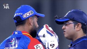 "LSG vs DC: Rishabh Pant engaged in an argument with the umpire during the review call, appearing 'completely dissatisfied'."