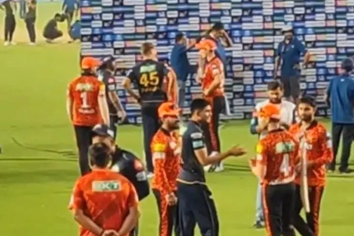 IPL 2024: After defeating Hyderabad, Gujarat's captain Shubman Gill and SRH's Abhishek Sharma engage in a face-off."